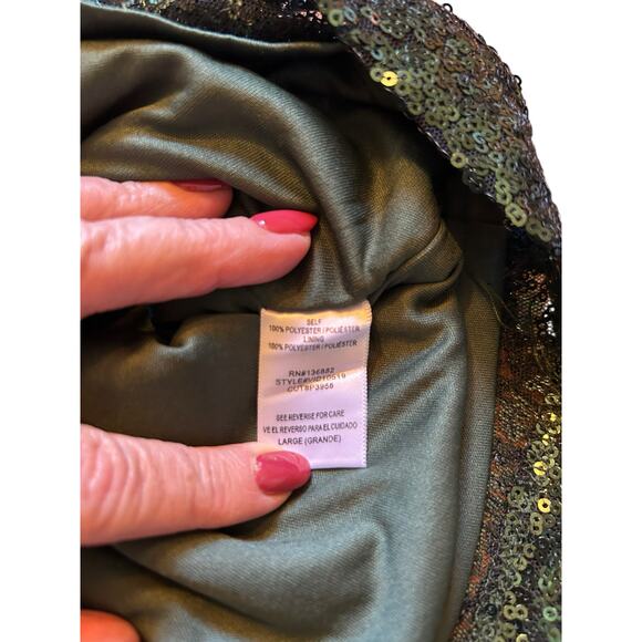 The Vintage Shop  Green Sequined One Shoulder Dress - Size L - Picture 13 of 14